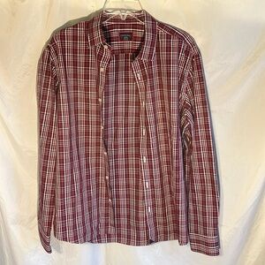 Untuckit Shirt Mens Large Wrinkle Free Red Plaid Casual Long Sleeve